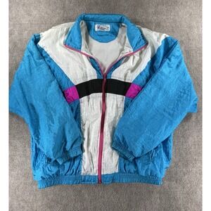 Vintage Clipper Bay Windbreaker Jacket Men's M Nylon‎ 80s 90s Colorblock Retro